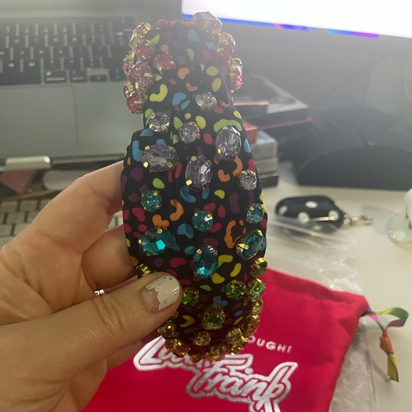 Lele Sadoughi x lisa frank bright rainbow leopard knot crystal headband new - Picture 14 of 17